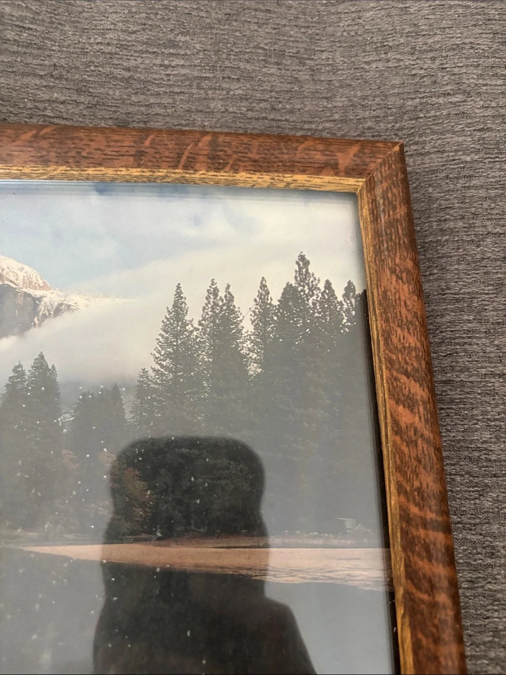 Vintage Wood Tone Picture Frame with Scenic Print - Brown